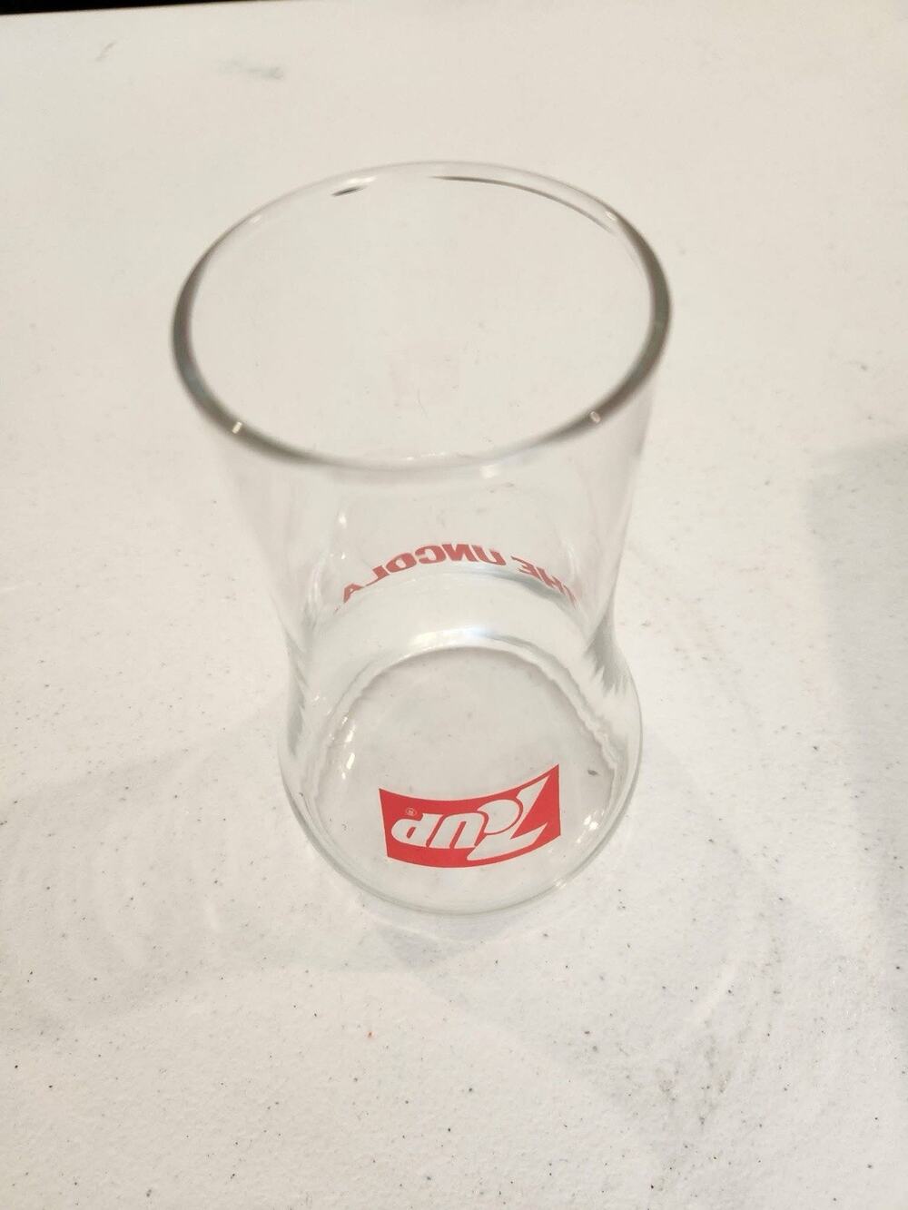 Vintage 7UP The Uncola Drinking Glass Red Logo Advertising Soda Pop 7 Up Upside